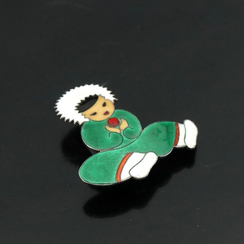 A. Dragsted - Copenhagen. Sterling Silver Brooch with Enamel. - Picture 3 of 4