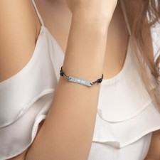 Engraved Silver Bar String Bracelet - I Love Dad Bracelets