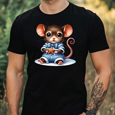 Mens Sailor Mouse Print Cotton T-Shirt Size XS to 5XL