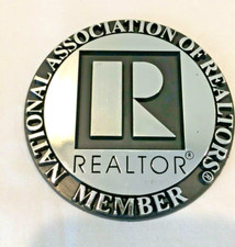 REALTOR Branded Auto Emblem Silver R with NAR Member Lettering 3 inch Round