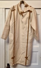 COURREGES PARIS Cream Boucle Wool Biker Zip Coat With Vinyl Trim