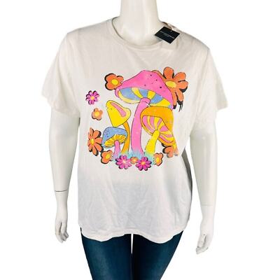 New Grayson Threads Womans Size 2X Shirt Ivory Mushroom Floral Blouse Top NWT