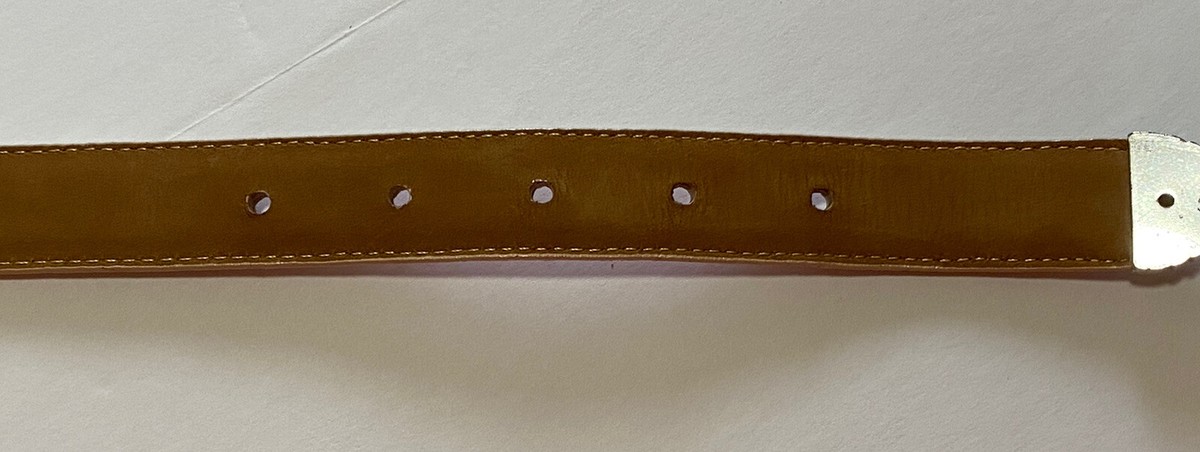 BRIGHTON Pink Embossed Croc Leather Belt Silver Flower  display picture 1