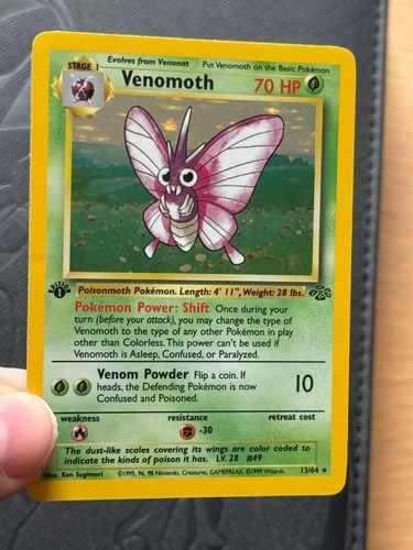Venomoth - 13/64 Jungle 1st Edition Pokemon Base Set Holo Rare Card - Picture 6 of 7