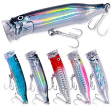 5PCS Popper Fishing Lure Topwater 9.4g 7.2cm Minnow Bait Trolling Saltwater Bass