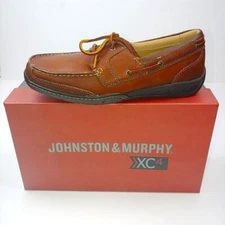 Johnston & Murphy NIB Angler Two-Eye Loafer Mens 8.5 Brown Leather Casual Preppy