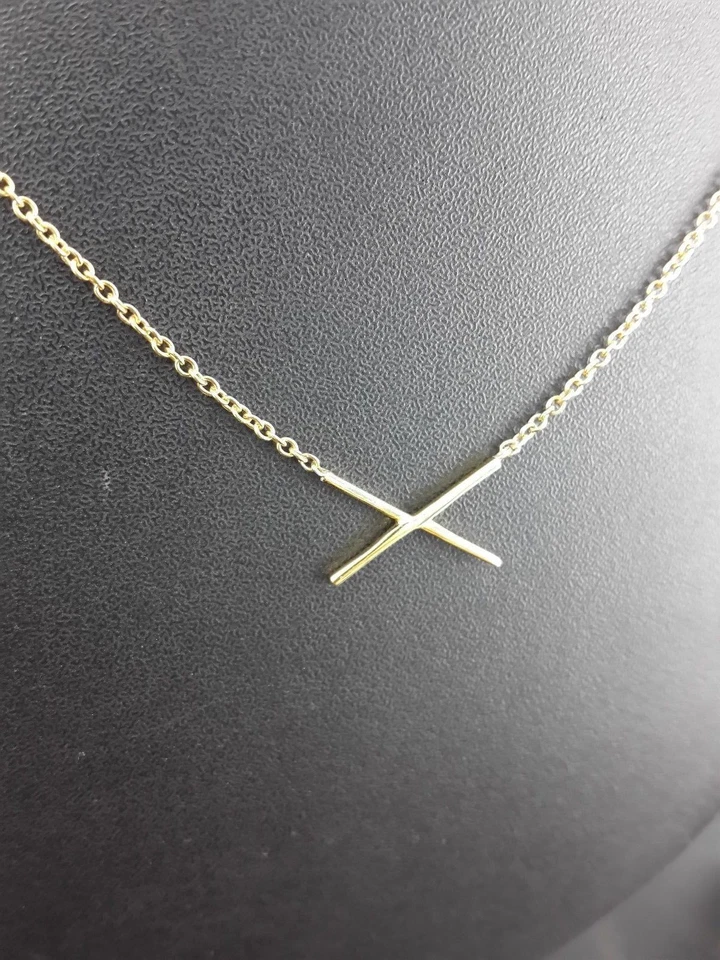 14k Yellow Gold Necklace Plated Solid 925 Sterling Silver Cross Jewelry  - Image 4 of 4