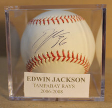 JACKSON, EDWIN  2006-2008 TAMPA BAY RAYS SIGNED BASEBALL JSA AUTHENTIC