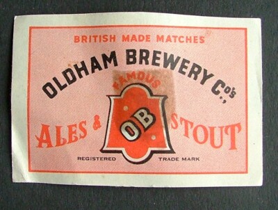 Vintage Matchbox Label Oldham Brewery Ales & Stout ME589