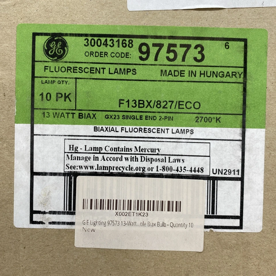 (10) GE F13BX/827/ECO 13 Watt BIAX 2 Pin Plug In Fluorescent Light Bulbs - Image 2 of 4
