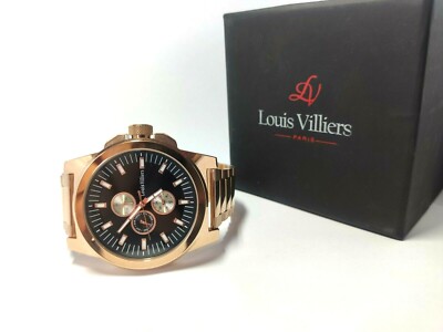 New Louis Villiers LVAG3733-2 Rose Gold Stainless Steel Strap