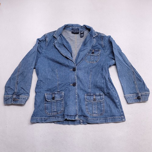 Crazy Horse Casual Long Sleeve Button Up Denim Jacket Womens Size XL Blue - Picture 2 of 8