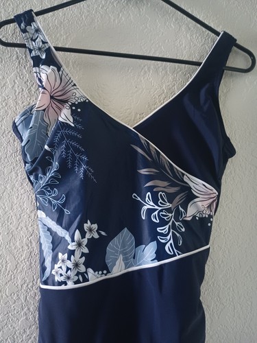 One Piece Swimsuit Tummy Control V Neck bathing Swim Suit Blue Padded Size S - Picture 7 of 7