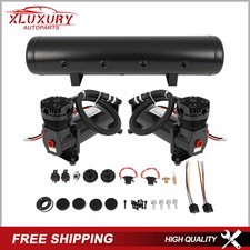 Dual 480 Black Air Compressors 5 Gallon Tank Air Ride Bag Suspension