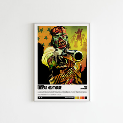 Red Dead Undead Nightmare Xbox 360 PS3 Small Old Promo Poster / Ad 