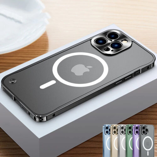Metall Magsafe Hülle für iPhone 15 14 13 12 Pro Max Handy Case Tasche Schutz - Afbeelding 1 van 29