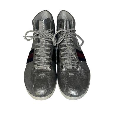 Gucci Silver Glitter High Top Men's Sneakers Size
