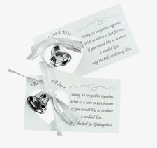 Silvertone Wedding Bells With Poetry Place Cards, Party Supplies, 50 Count, 3.5  