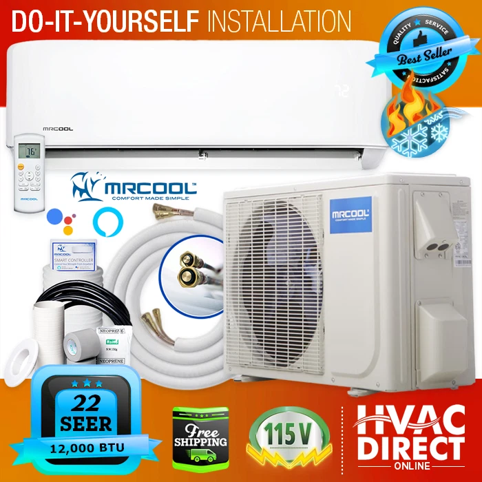 MRCOOL DIY 12K BTU 22 SEER Ductless Mini-Split AC Heat Pump System 115v 3rd  Gen | eBay
