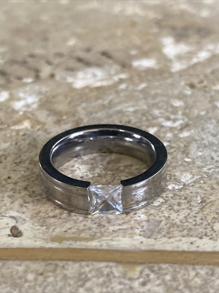 Sette S. Steel Cubic Zirconium CZ Ring Band Size 5.5 #2088 | eBay