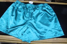 NEW MENS AQUA GREEN TEAL SATIN  BOXER SHORTS SIZE 3XL