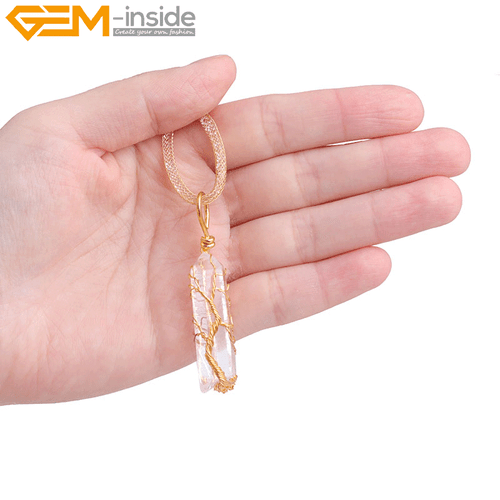 Natural Life Tree Chakra Rock Quartz Jewelry Pendant Necklace16'' Energy Healing - Picture 19 of 30