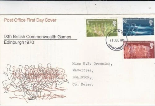 GB 1970 Commonwealth Games FDC Londonderry cancel with enclosure typed VGC