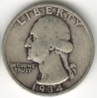 USA - 1934P - Washington ¼ $ - Silver Eagle - Low Mintage - #16032RG