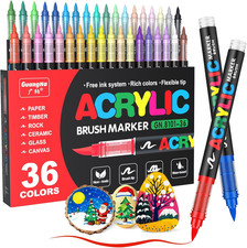 36 Colors Acrylic Paint Markers, Brush Tip Paint Pens Acrylic Markers with Water