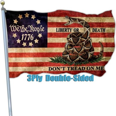 3 Ply Dont Tread on Me Flag We The People 1776 American Flags for Outside 3x5...