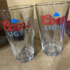 Coors Light 16 Oz Heavy Beer Glasses with Etched Coors Light Set of 2 New