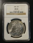 1887  Morgan Silver $1 Dollar Coin NGC Certified MS64