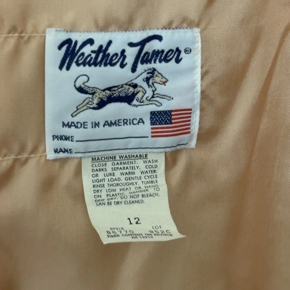 70s Weather Tamer Long Tan Trench Barbie Rain Coat Pink Piping Womens Sz 12 VTG - Image 4 of 4