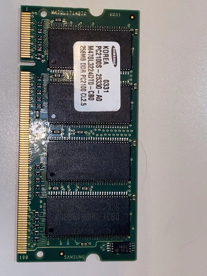 SAMSUNG 256MB PC2100 266MHz M470L3224DT0-CB0 SODIMM Laptop/Netbook Memory - Image 2 of 4