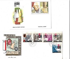 MALTE.  Lot carte, enveloppe, timbres.