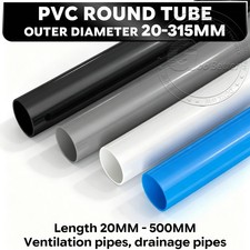 PVC Round Tube Pipe 20mm-500mm Length 20-315mm OD Durable Plastic Various colour