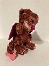 Vintage 1983 Dakin  Co Burgundy Maroon Pink Dragon Plush Toy 9  Stuffed Animal