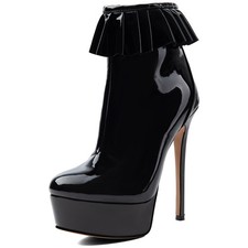 Womens Platform High Stiletto Heel Trim Ankle Boots Clubwear Shoes Oversize Hot