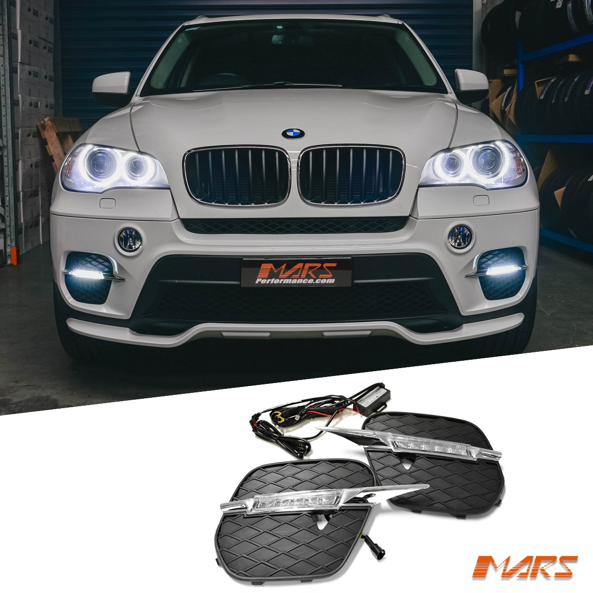 LED DRL Fog Lights Cover GRILLE for MARS BMW X5 E70 LCI 11-13