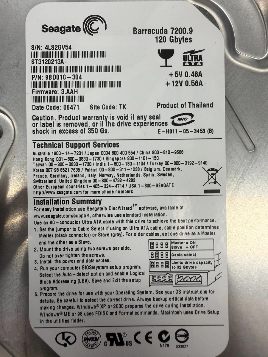 Seagate 2 MB Cache 120 GB Storage Capacity Internal Hard Disk