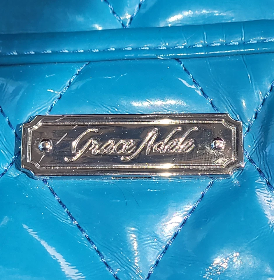 Bolso de Mano Grace Adele Acolchado Laca Turquesa Cartera Correa de Cadena Bolsillo Bolso de Mano Foto 2 de 4