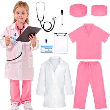 Doctor Costume for Kids, Toddler Doctor Dress Up Clothes with Real Stethoscop...