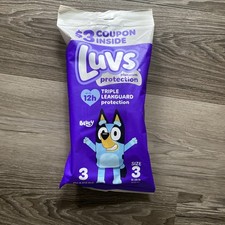 Luvs Diapers Bluey, Size 3, Platinum Protection, 3-Pack, Travel-Size