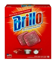 18 PADS - Brillo Steel Wool Scouring Soap Pad Pots Pans Grills Dishes Kitchen