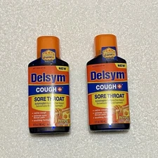 2-Pack Delsym Cough + Sore Throat Liquid Honey Flavor 6 fl oz  EXP 12/25