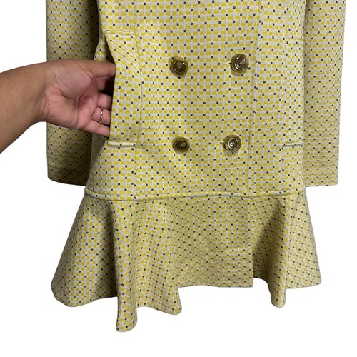 CAbi Small NWT 6249 Hobnob Yellow Topper Coat Jacket Double Breasted Flounce Hem - Picture 9 of 14