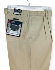Chaps Pants Mens 34x30 Beige Jackson Relaxed Fit Doouble Pleat Cotton Twill NWT