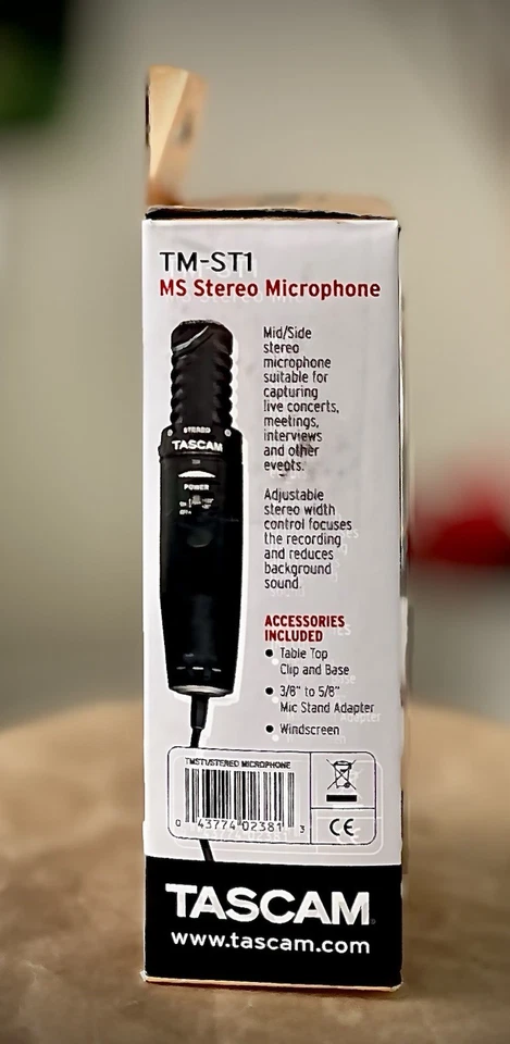 Tascam TM-ST1 MS Stereo Condenser Microphone Portable Mic Sealed NIB Free Ship - Image 2 of 4