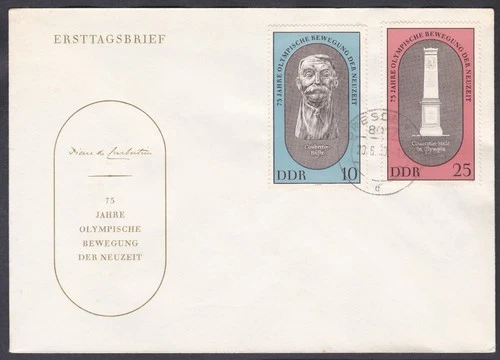 DDR (Germany) 1965 FDC Michel 1489/90 75th Anniversary of the Modern Olympic Mov