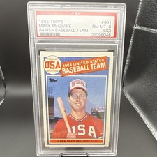 Topps 1985 Mark McGwire Rookie #401 84 USA Baseball Team Base Set Vintage PSA 8
